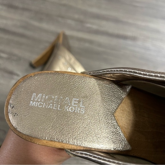 Michael Kors Gold Leather Studded Mules​​​​ - Picture 3 of 7
